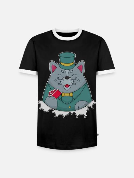 Katze Poker Pokerkarten - Männer Kontrast-T-Shirt - Schwarz/Weiß