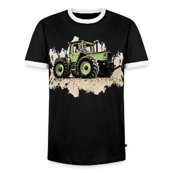 MB trac 1300 turbo | Tracteur - T-shirt contrasté Homme - noir/blanc - Devant - AI Model Female 172 light (172cm) & AI Model Male 178 light (178cm)