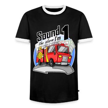 Bébé 1 an Jeune camion de pompiers Voiture - T-shirt contrasté Homme - noir/blanc - Devant - AI Model Female 172 light (172cm) & AI Model Male 178 light (178cm)
