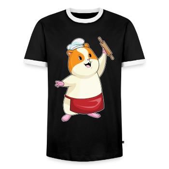 Hamster boulanger au rouleau à pâtisserie - T-shirt contrasté Homme - noir/blanc - Devant - AI Model Female 172 light (172cm) & AI Model Male 178 light (178cm)