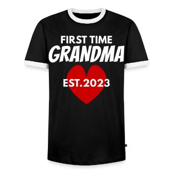 Oma zum ersten Mal - Oma 2023 - Männer Kontrast-T-Shirt - Schwarz/Weiß - Vorne - AI Model Female 172 light (172cm) & AI Model Male 178 light (178cm)