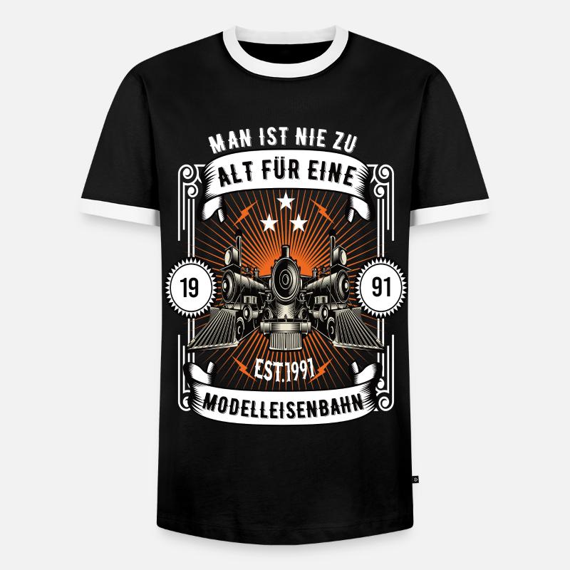 Modellbahn Eisenbahn Modelleisenbahn Modellbauer - Männer Kontrast-T-Shirt - Schwarz/Weiß