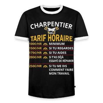 Tarif Horaire Charpentier Cadeau pour Charpentier - T-shirt contrasté Homme - noir/blanc - Devant - AI Model Female 172 light (172cm) & AI Model Male 178 light (178cm)