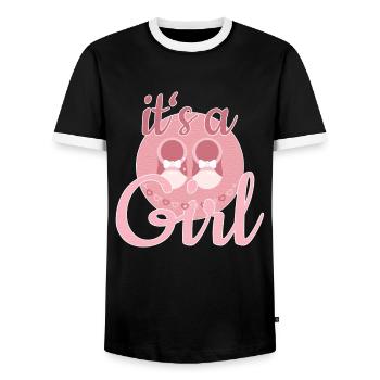Cadeau Bébé Fille - T-shirt contrasté Homme - noir/blanc - Devant - AI Model Female 172 light (172cm) & AI Model Male 178 light (178cm)