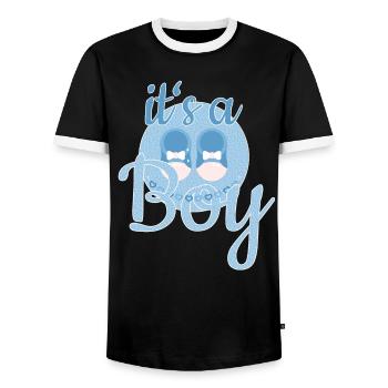 Baby Boy Gift - Men's Ringer Shirt - black/white - Front - AI Model Female 172 light (172cm) & AI Model Male 178 light (178cm)