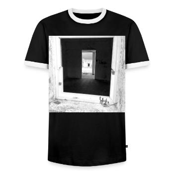 Fenster Nordspanien - Männer Kontrast-T-Shirt - Schwarz/Weiß - Vorne - AI Model Female 172 light (172cm) & AI Model Male 178 light (178cm)