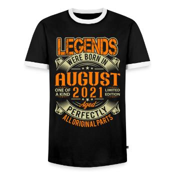2021 August Geburtstag Legende - Männer Kontrast-T-Shirt - Schwarz/Weiß - Vorne - AI Model Female 172 light (172cm) & AI Model Male 178 light (178cm)