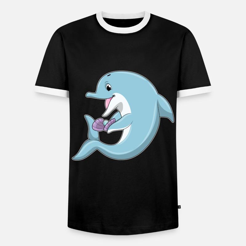 Delfin mit Perle - Männer Kontrast-T-Shirt - Schwarz/Weiß
