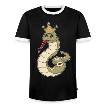 Snake Crown - Men's Ringer Shirt - black/white - Front - AI Model Female 172 light (172cm) & AI Model Male 178 light (178cm)