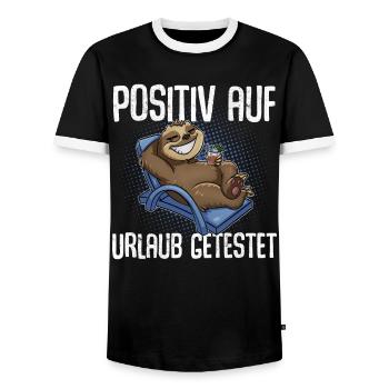 Positiv Auf Urlaub Getestet - Männer Kontrast-T-Shirt - Schwarz/Weiß - Vorne - AI Model Female 172 light (172cm) & AI Model Male 178 light (178cm)