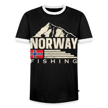 Norwegen Angeln Angler Angeltour - Männer Kontrast-T-Shirt - Schwarz/Weiß - Vorne - AI Model Female 172 light (172cm) & AI Model Male 178 light (178cm)