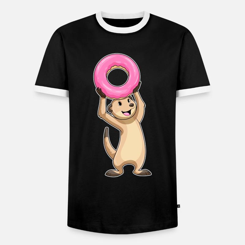 Erdmännchen mit Donut - Männer Kontrast-T-Shirt - Schwarz/Weiß