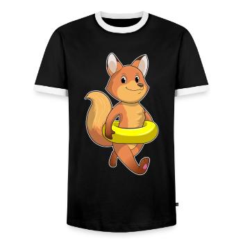 Fuchs Schwimmen Schwimmring Sommer - Männer Kontrast-T-Shirt - Schwarz/Weiß - Vorne - AI Model Female 172 light (172cm) & AI Model Male 178 light (178cm)