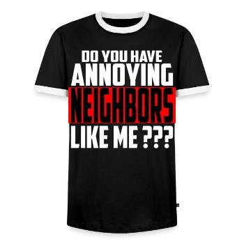 Lästige Nachbarn - Männer Kontrast-T-Shirt - Schwarz/Weiß - Vorne - AI Model Female 172 light (172cm) & AI Model Male 178 light (178cm)