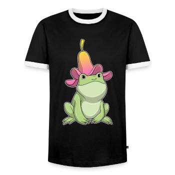 Frog Plumeria - Men's Ringer Shirt - black/white - Front - AI Model Female 172 light (172cm) & AI Model Male 178 light (178cm)