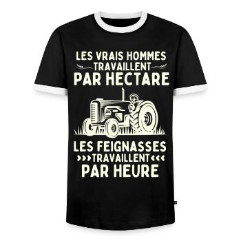 HUMOUR AGRICULTURE - T-shirt contrasté Homme - noir/blanc - Devant - AI Model Female 172 light (172cm) & AI Model Male 178 light (178cm)
