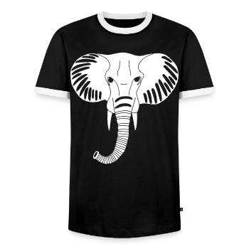 White elephant head - Men's Ringer Shirt - black/white - Front - AI Model Female 172 light (172cm) & AI Model Male 178 light (178cm)