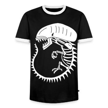 Squelette de monstre extraterrestre blanc - T-shirt contrasté Homme - noir/blanc - Devant - AI Model Female 172 light (172cm) & AI Model Male 178 light (178cm)