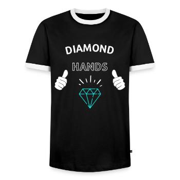 Diamond Hands Crypto - T-shirt contrasté Homme - noir/blanc - Devant - AI Model Female 172 light (172cm) & AI Model Male 178 light (178cm)