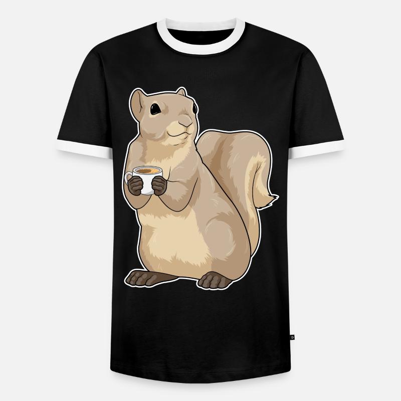 Eichhörnchen Kaffee Tasse - Männer Kontrast-T-Shirt - Schwarz/Weiß