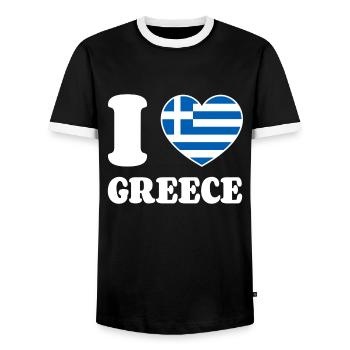 J’aime la Grèce Grèce Drapeau grec Cœur - T-shirt contrasté Homme - noir/blanc - Devant - AI Model Female 172 light (172cm) & AI Model Male 178 light (178cm)
