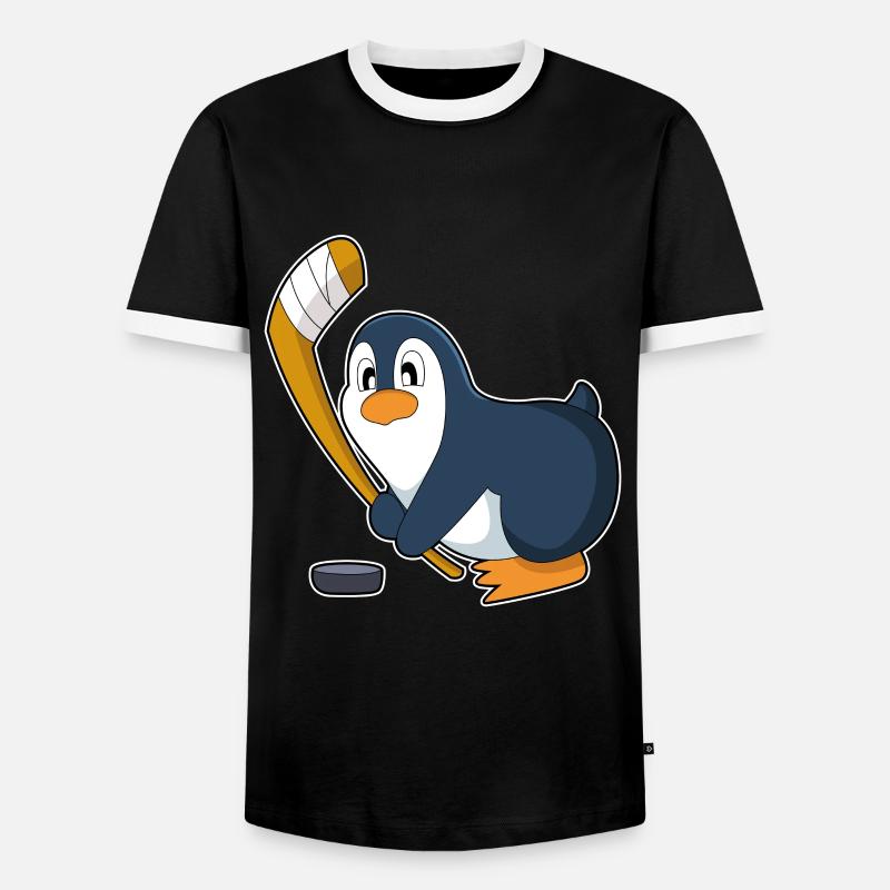Pinguin Eishockey Eishockeyschläger - Männer Kontrast-T-Shirt - Schwarz/Weiß