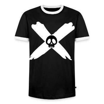 Skull and white cross - Men's Ringer Shirt - black/white - Front - AI Model Female 172 light (172cm) & AI Model Male 178 light (178cm)