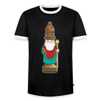 Pièce d’échecs Coureur d’échecs - T-shirt contrasté Homme - noir/blanc - Devant - AI Model Female 172 light (172cm) & AI Model Male 178 light (178cm)