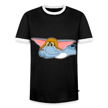 Casquette pilote d’éléphant - T-shirt contrasté Homme - noir/blanc - Devant - AI Model Female 172 light (172cm) & AI Model Male 178 light (178cm)