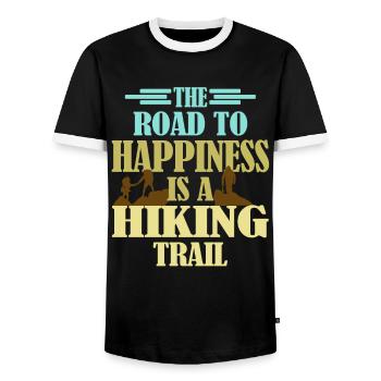 Trail Hiking Wanderer Saying for hikers - Men's Ringer Shirt - black/white - Front - AI Model Female 172 light (172cm) & AI Model Male 178 light (178cm)