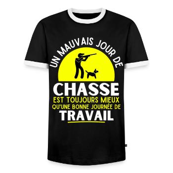 chasse, chasseur, fan de chasse - T-shirt contrasté Homme - noir/blanc - Devant - AI Model Female 172 light (172cm) & AI Model Male 178 light (178cm)