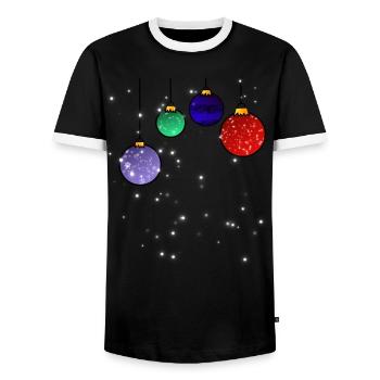 Boules d’arbre de Noël avec flocons de neige - T-shirt contrasté Homme - noir/blanc - Devant - AI Model Female 172 light (172cm) & AI Model Male 178 light (178cm)