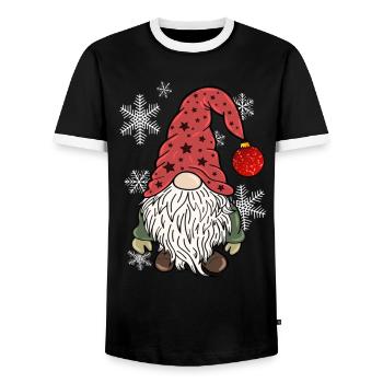 Vintage Gnom Weihnachts Wichtel - Männer Kontrast-T-Shirt - Schwarz/Weiß - Vorne - AI Model Female 172 light (172cm) & AI Model Male 178 light (178cm)