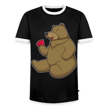 Bär Poker Pokerkarten - Männer Kontrast-T-Shirt - Schwarz/Weiß - Vorne - AI Model Female 172 light (172cm) & AI Model Male 178 light (178cm)