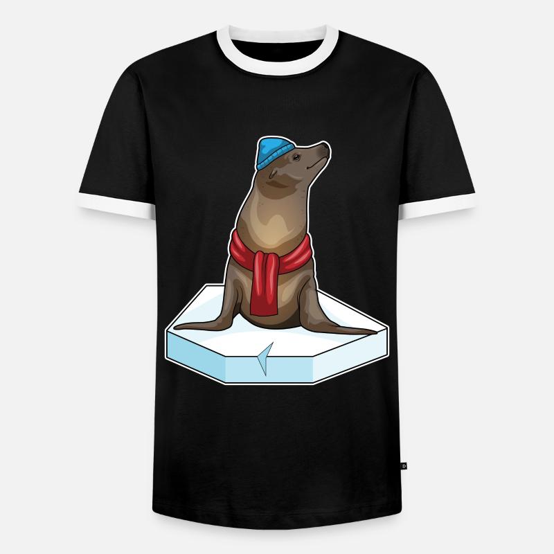 Seehund Eisscholle - Männer Kontrast-T-Shirt - Schwarz/Weiß