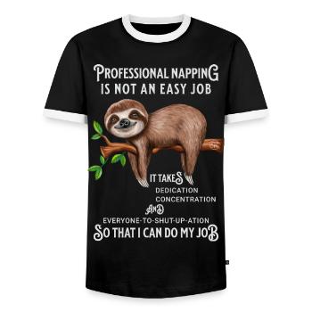 Paresseux Drôle en disant Humour de bureau - T-shirt contrasté Homme - noir/blanc - Devant - AI Model Female 172 light (172cm) & AI Model Male 178 light (178cm)