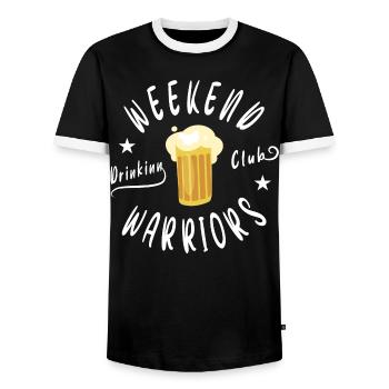 Weekend Beer Club - Men's Ringer Shirt - black/white - Front - AI Model Female 172 light (172cm) & AI Model Male 178 light (178cm)