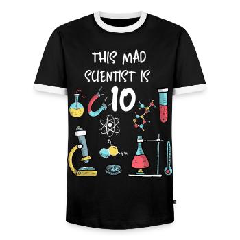 Ce savant fou a 10 ans - T-shirt contrasté Homme - noir/blanc - Devant - AI Model Female 172 light (172cm) & AI Model Male 178 light (178cm)