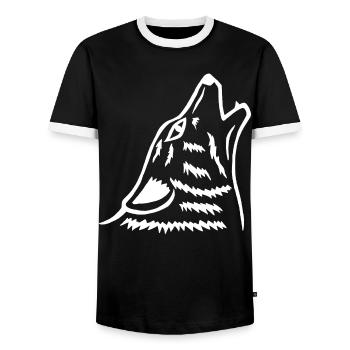 Le hurlement du loup blanc - T-shirt contrasté Homme - noir/blanc - Devant - AI Model Female 172 light (172cm) & AI Model Male 178 light (178cm)