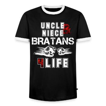Bratan's uncle and niece for life Gift - Men's Ringer Shirt - black/white - Front - AI Model Female 172 light (172cm) & AI Model Male 178 light (178cm)