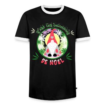 c'est les vacances de noël - T-shirt contrasté Homme - noir/blanc - Devant - AI Model Female 172 light (172cm) & AI Model Male 178 light (178cm)