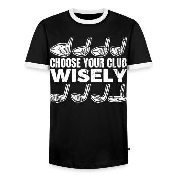 Choisissez votre club de golf - T-shirt contrasté Homme - noir/blanc - Devant - AI Model Female 172 light (172cm) & AI Model Male 178 light (178cm)