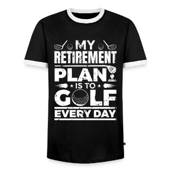 Retirement for golfers - Men's Ringer Shirt - black/white - Front - AI Model Female 172 light (172cm) & AI Model Male 178 light (178cm)