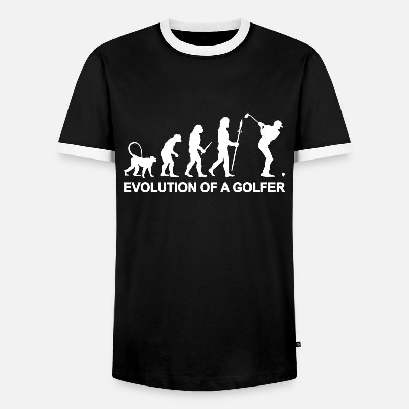 Evolution eines Golfers - Männer Kontrast-T-Shirt - Schwarz/Weiß