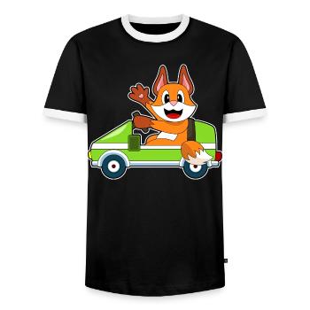 Voiture Fuchs - T-shirt contrasté Homme - noir/blanc - Devant - AI Model Female 172 light (172cm) & AI Model Male 178 light (178cm)