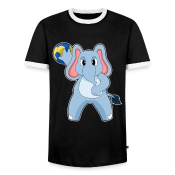 Eléphant Handballeur Handball - T-shirt contrasté Homme - noir/blanc - Devant - AI Model Female 172 light (172cm) & AI Model Male 178 light (178cm)