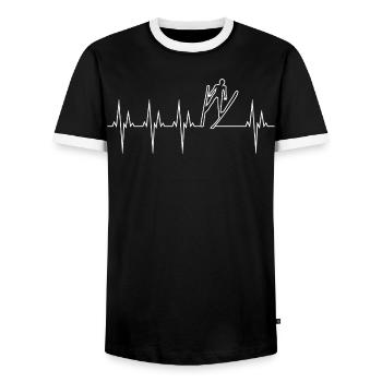 Skispringen Elektrokardiogramm EKG Skispringen - Männer Kontrast-T-Shirt - Schwarz/Weiß - Vorne - AI Model Female 172 light (172cm) & AI Model Male 178 light (178cm)