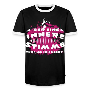 Innere Stimme - Männer Kontrast-T-Shirt - Schwarz/Weiß - Vorne - AI Model Female 172 light (172cm) & AI Model Male 178 light (178cm)