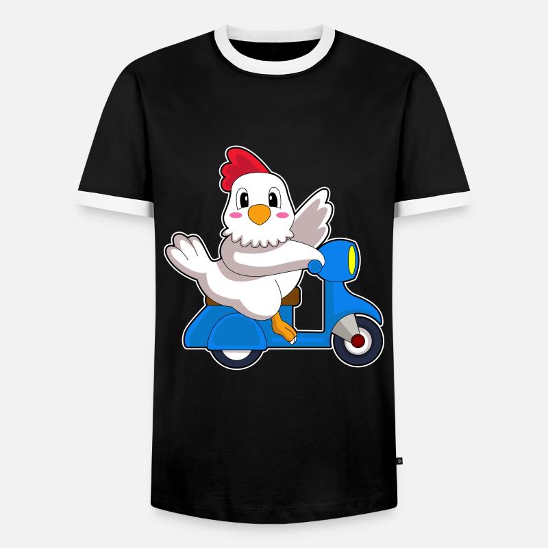 Huhn Motorroller - Männer Kontrast-T-Shirt - Schwarz/Weiß