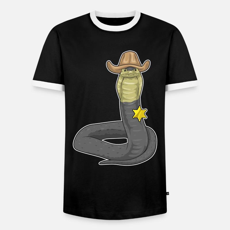 Snake Sheriff Sheriff's Hat - Men's Ringer Shirt - black/white